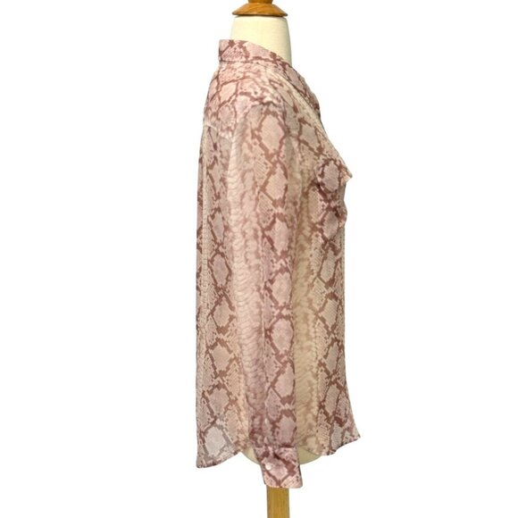 Equipment Femme Sheer Snake Print Silk Blouse Mauve Pale Pink Long Sleeve Size M - Picture 3 of 9